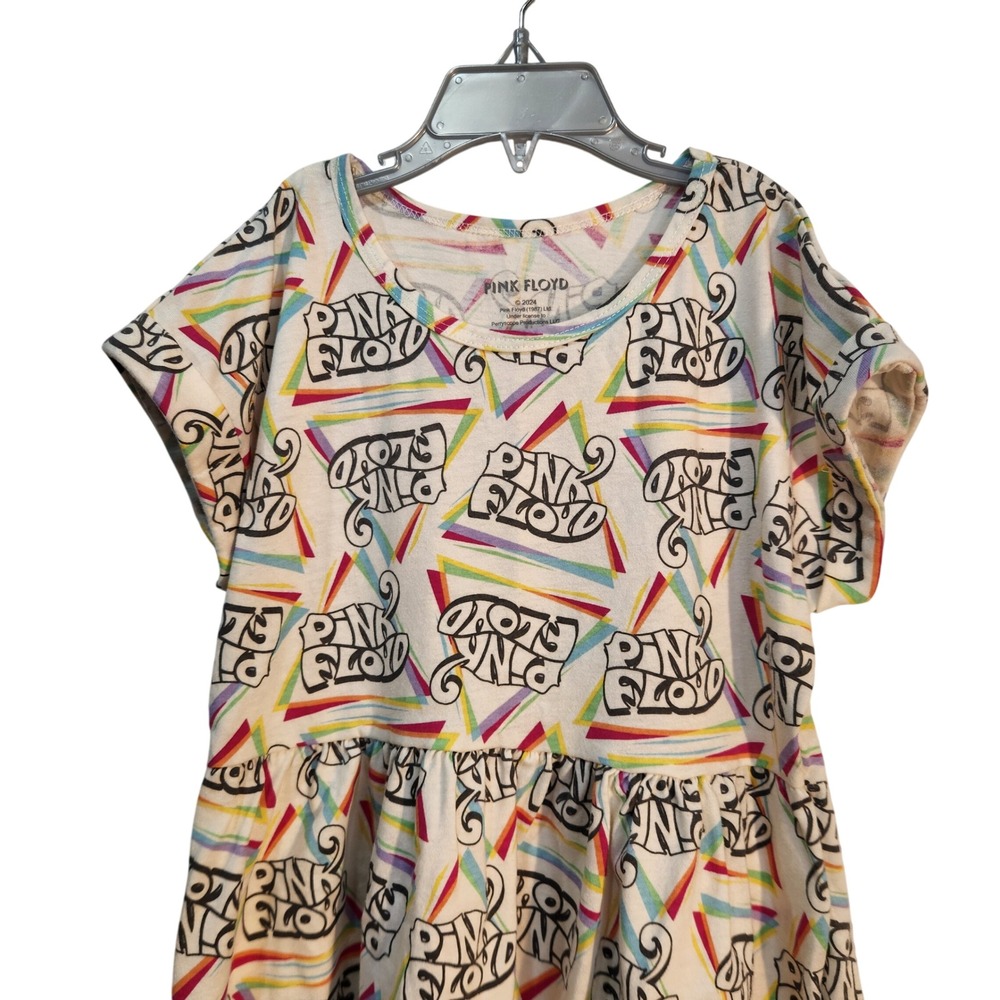 Kids Pink Floyd Rainbow Prism All‎ Over Print T Shirt Dress Size M 7-8